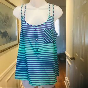 Pinky - Lady green/blue striped camisole, Size: M